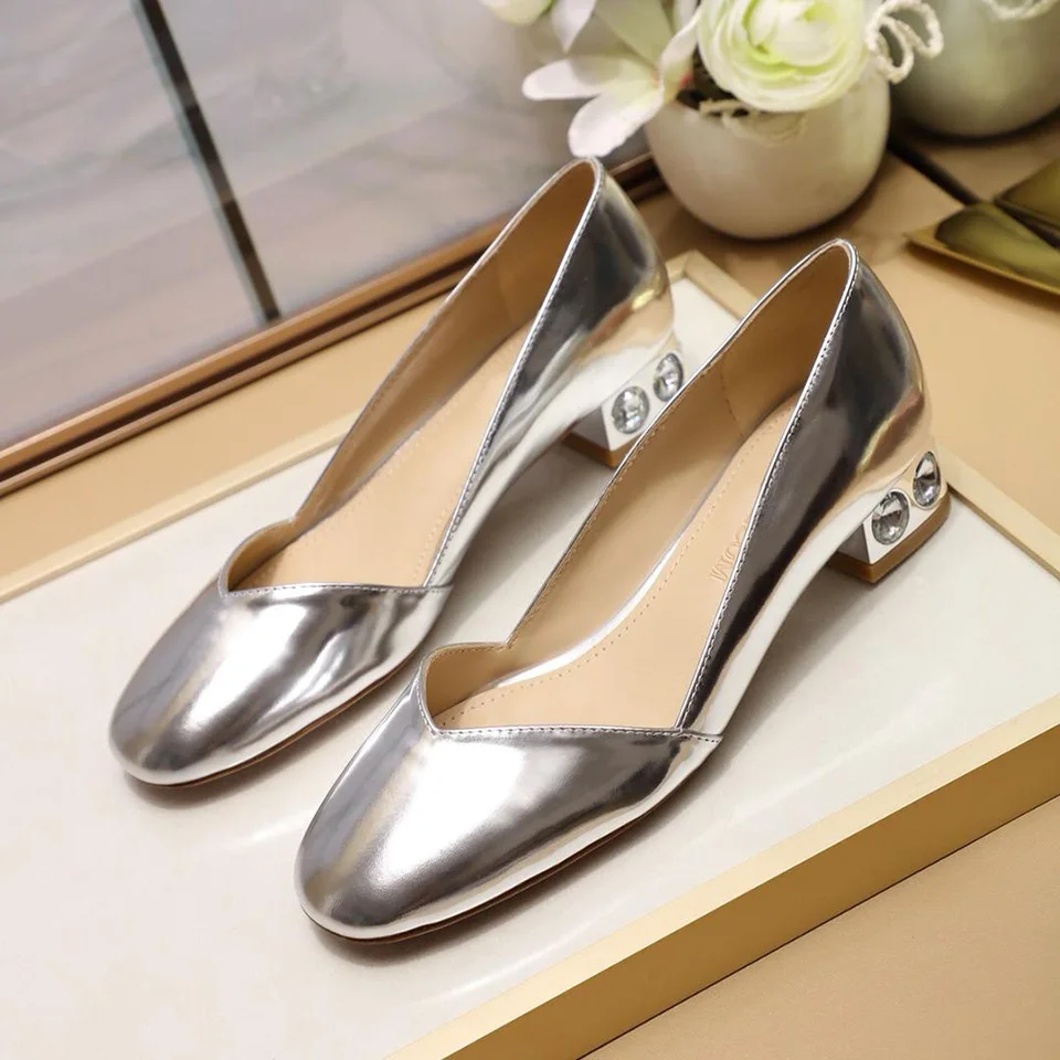 

BELLECOM 2019 Early Autumn New Lacquer Coarse-heeled Shallow-mouth Single Shoes Comfortable Low-heeled Women's Shoes