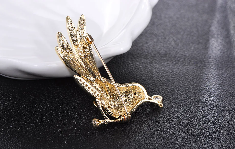 Funmor Exquisite Animal Bird Copper Brooches Mosaic AAA Zircon Pins For Women Men Banquet Prom Ornaments Lapel Suit Accessories