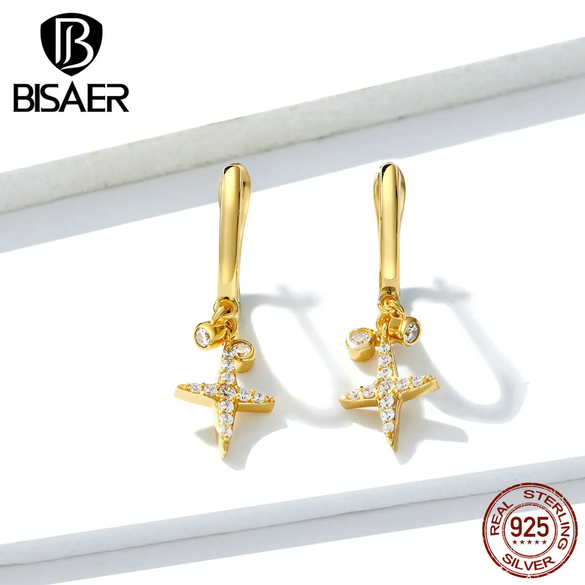 Винтажные висаер 925 пробы серебряные светящиеся серьги со звездами Женские Геометрические серьги с крестом ювелирные изделия из стерлингового серебра EFE230