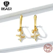 Винтажные висаер 925 пробы серебряные светящиеся серьги со звездами Женские Геометрические серьги с крестом ювелирные изделия из стерлингового серебра EFE230