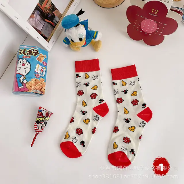 1 pair The New Disney Anime figure Summer Mickey Minnie mouse tube socks Cartoon casual xxx boy and girls Princess socks min 1