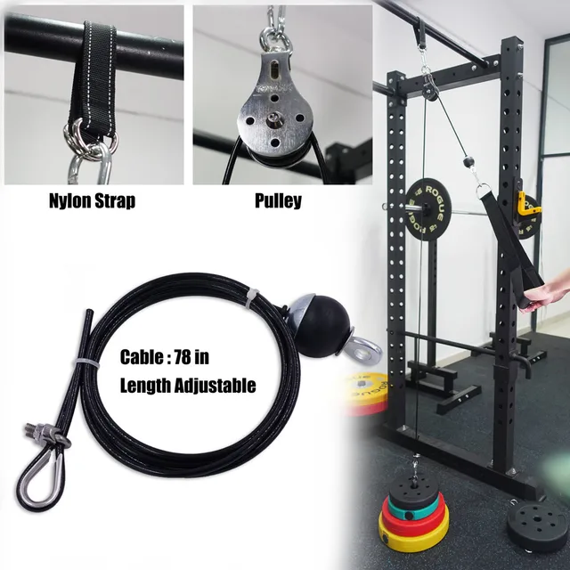 Fitness Pulley Cable System DIY Loading Pin Lifting Triceps Rope Machine Workout Adjustable Length Home Gym