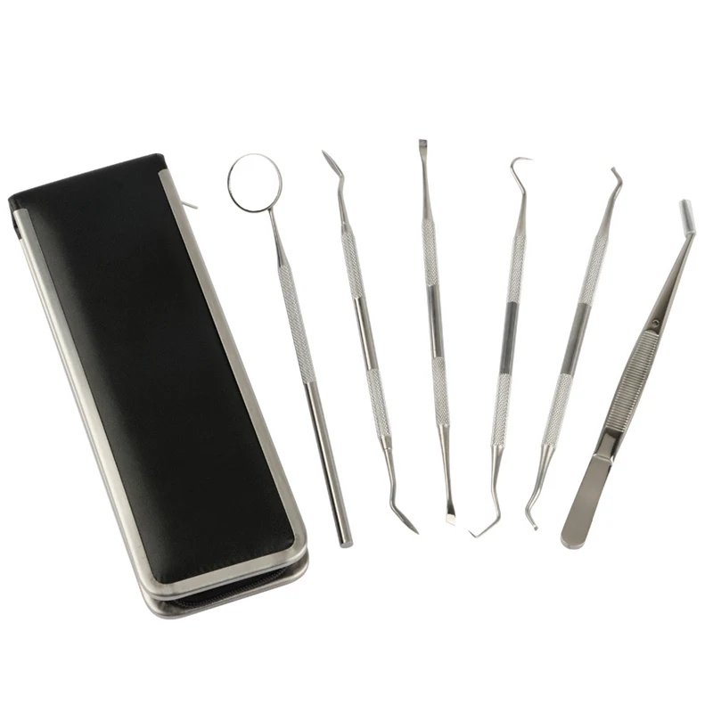 

HHO-Dental Hygiene Kit 6 Pcs Dental tools Essential Calculus & Plaque Remover Set Dentist Prepared Tools Kit for Deep Teeth Clea