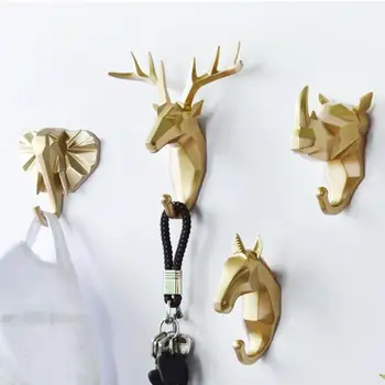 

Wall Hanging Hook Deer Head Antlers for Hanging Clothes Hat Scarf Key Deer Hanger Rack Sticking Wall Decoration Animal Hooks