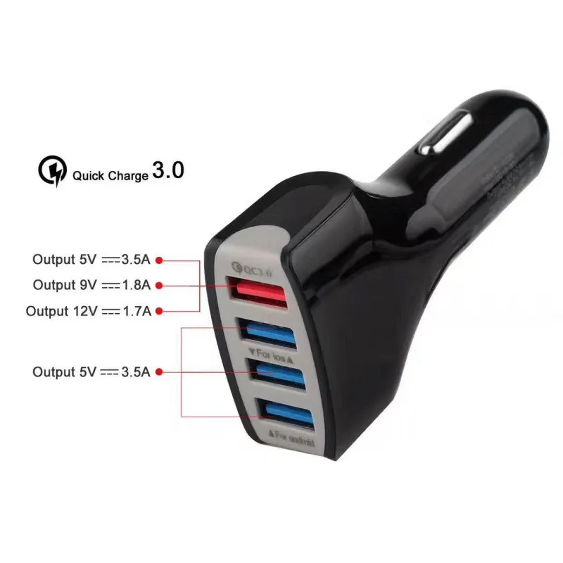 4 порта USB QC 3 0 Автомобильное зарядное устройство адаптер 1 м Micro кабель для Samsung galaxy