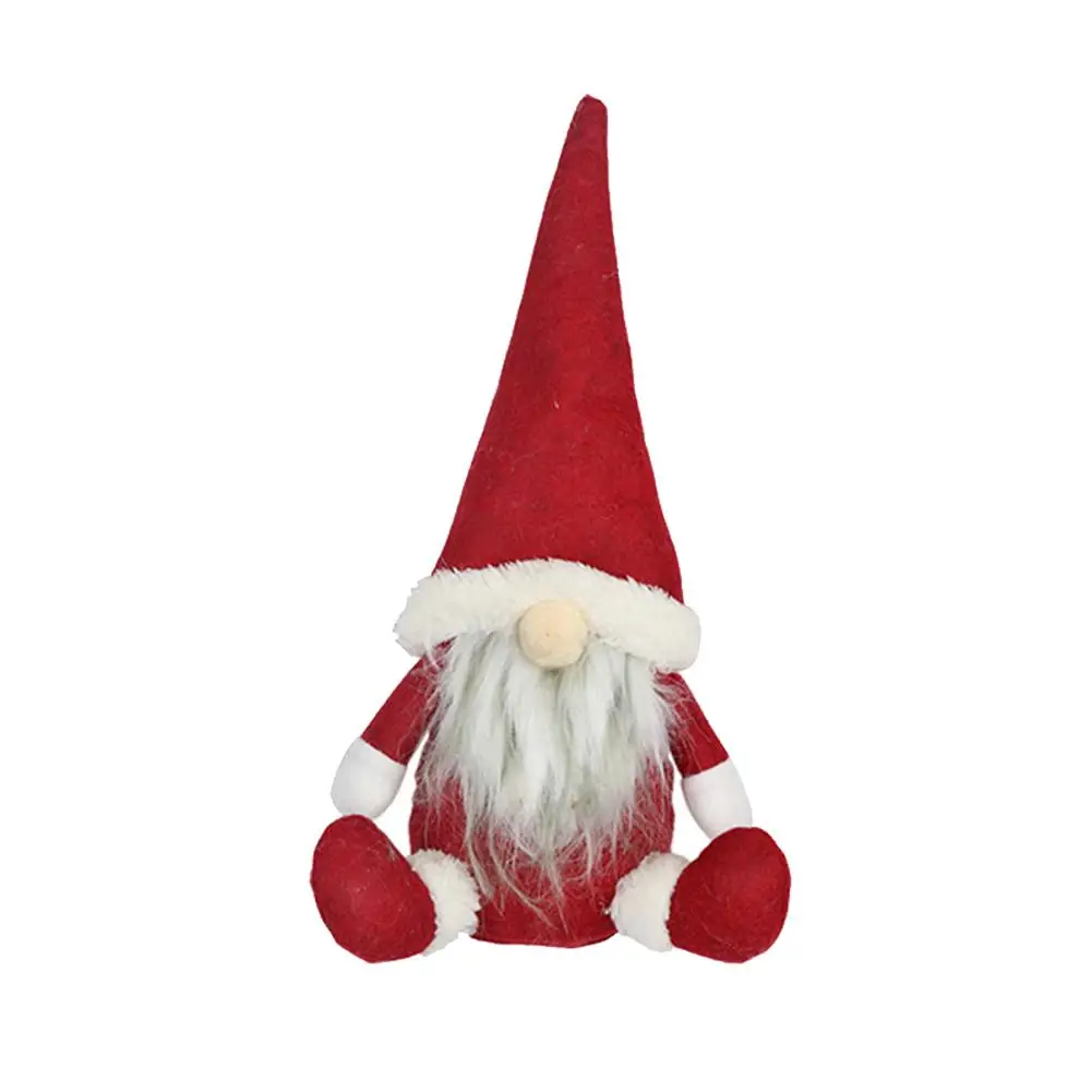 Рождественская безликая кукла с орнаментом Скандинавская земля Бог Санта Клаус Плюшевая Сидящая Кукла Новогоднее украшение для домашнего стола - Цвет: Red