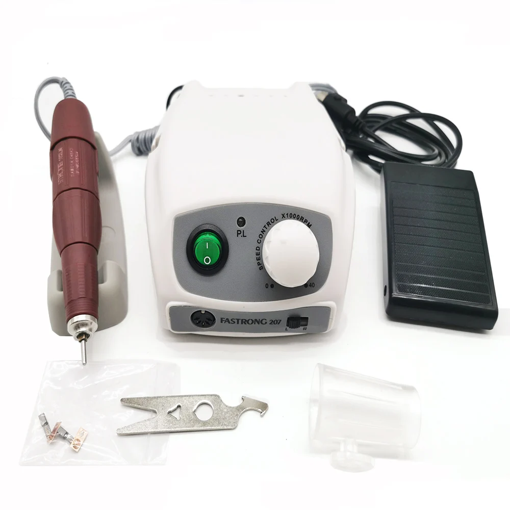 Мощный 207B блок управления и сильный 210 102LN 45000 об/мин микро мотор электрический ногтей дрель полировальная машина инструмент для полировки ногтей