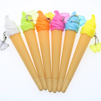 

6pcs/Set Of Creative Cute Ice Cream Pen Black Refill Card Kawai Children'S Learning Stationery Gift School Office Supplies