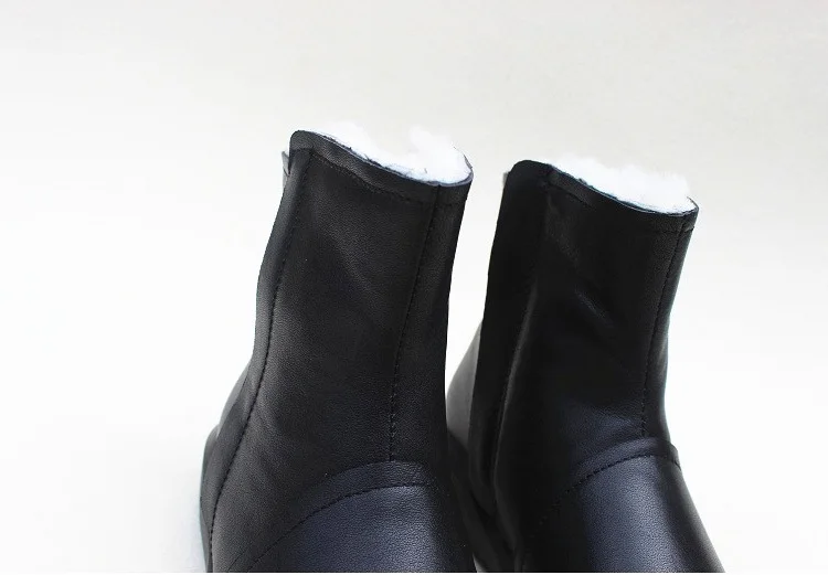Careaymade/кожаные ботинки из натуральной шерсти; теплые ботинки из овечьей кожи с мехом; короткие ботинки на снежную погоду; женская обувь из воловьей кожи на толстой подошве