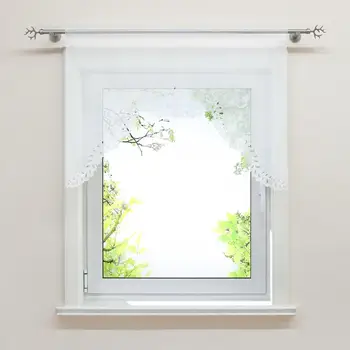 

New Embroidery Window Curtain Europe Irregular Bevel Edge Living Room Curtains Short Sheer Tulle Voile Kitchen Balcony