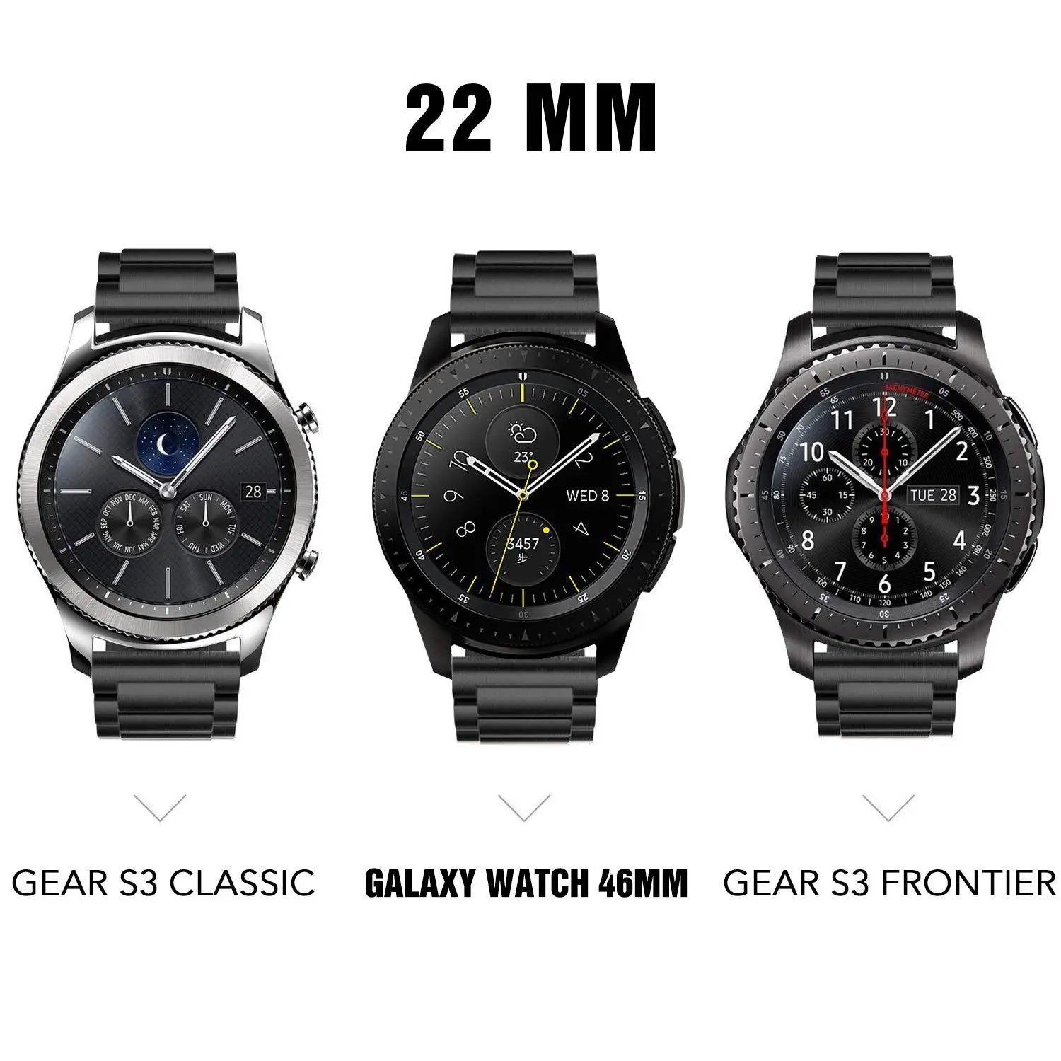Подходит для samsung GearS2/S3/S4Classic smartwatch ремешок металлический из нержавеющей стали с тремя бусинами стальной ремень 20 м