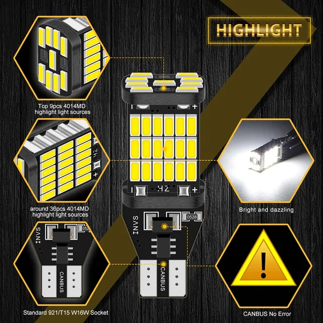 A6 AUXITO LED Reverse Back Up Lights Bulbs T15 912 921 Canbus - Foto 12