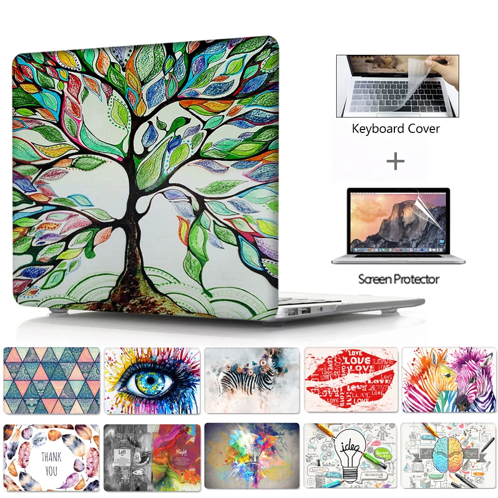 Печать твердая оболочка клавиатуры Обложка кожи для Apple Macbook pro 13 15 Air 11 13 дюймов touch bar retina 12 13 дюймов чехол для ноутбука