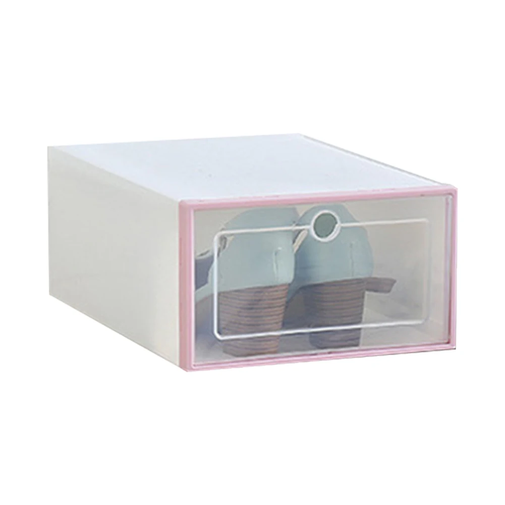 1 шт. Стекируемый ящик для защиты обуви от пыли, прозрачный ящик для хранения обуви, органайзер, домашняя коробка для обуви DIY, утолщенный разделитель ящика для дома - Цвет: Розовый