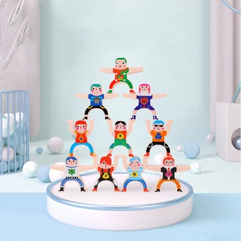 

16pcs/set Balance Jenga Toys Hercules Anime Figure Toys ABS Model Domino Toys with Sticker accessories Stacking Building Blocks