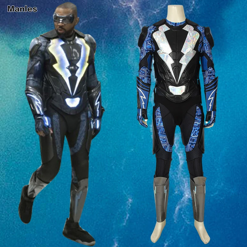 

Movie DC Black Lightning Season 2 Cosplay Jefferson Pierce Costume Adult Halloween Costumes Superhero Jumpsuit Vest Suit Custom