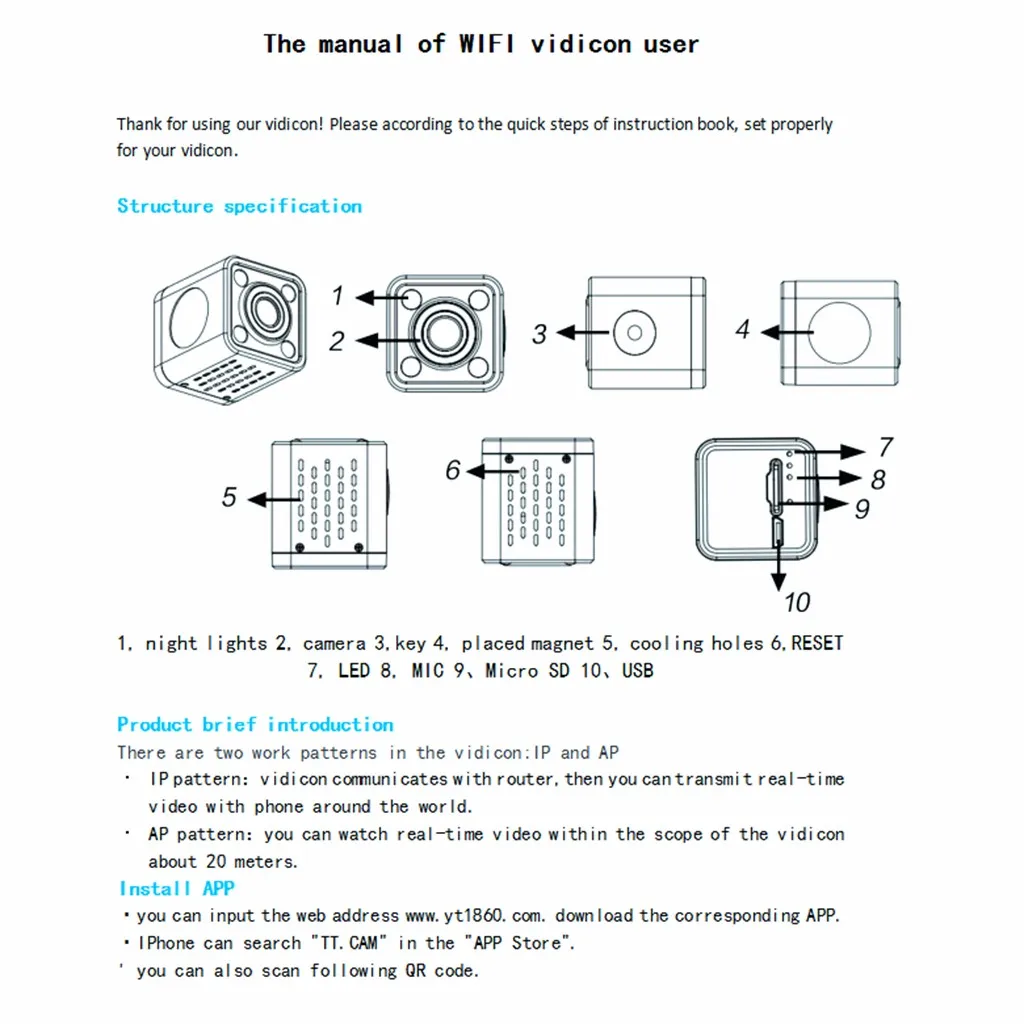 HDQ9 Мини Wifi IP камера 1080P HD Беспроводная камера ночного видения DV DVR видеокамера круговая видео 140 градусов для Windows Android