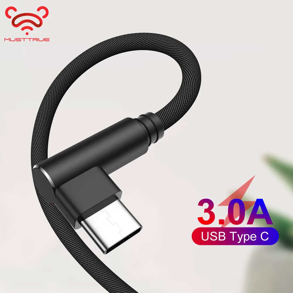 Кабель USB Type C 90 градусов для быстрой зарядки и передачи данных кабели Samsung S10 Huawei