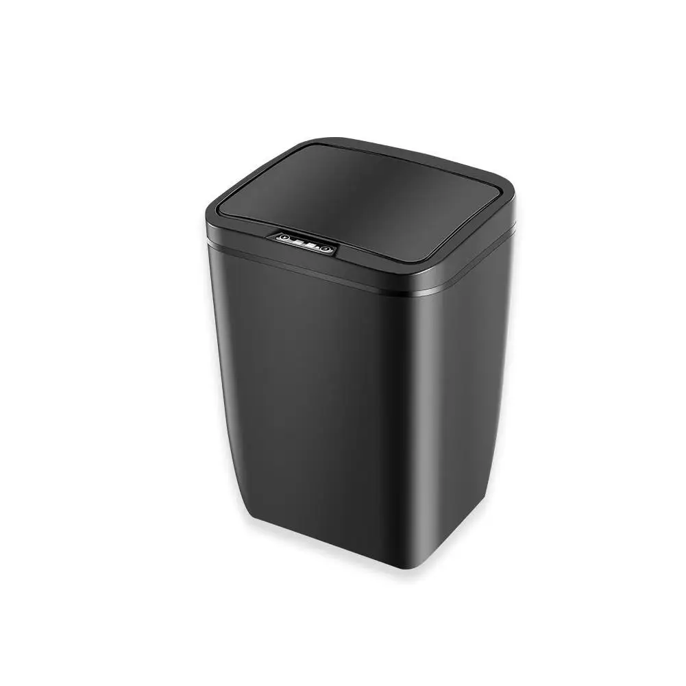 Интеллектуальный датчик мусорный бак кухонный мусорный контейнер с крышкой Бытовая Автоматическая Ванная комната открытие и закрытие - Цвет: black