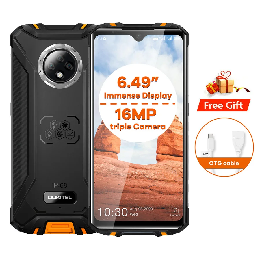 android 10 cellphones OUKITEL WP8 Pro NFC 6.49"HD+ 19.5:9 Android 10.0 MT6762D Octa Core 5000mAh 16MP Triple Cameras 4GB 64GB IP68 Rugged Mobile Phone best android cellphones Android Phones