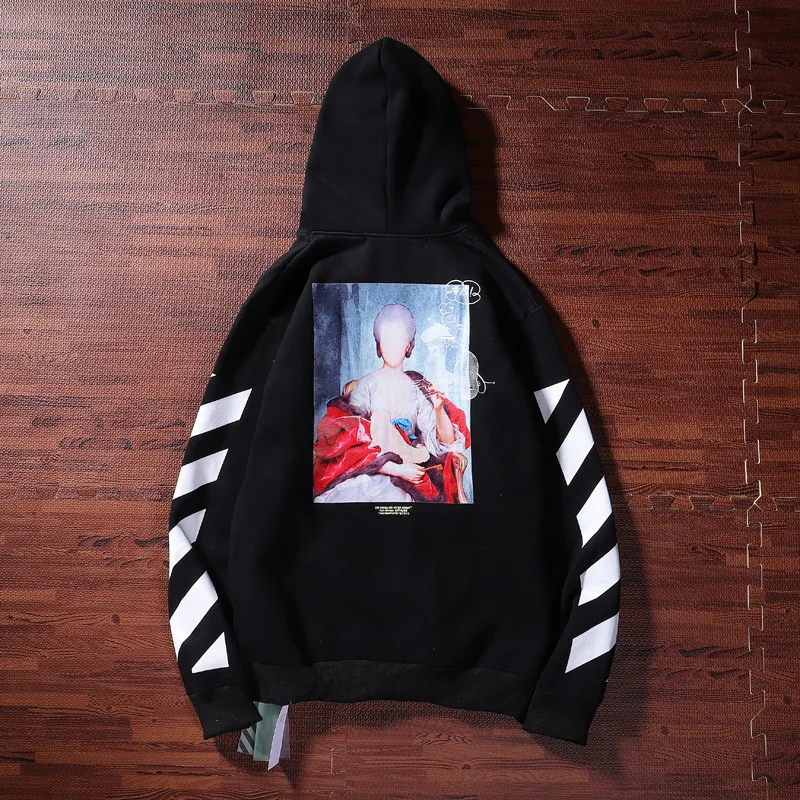 19SS осень зима off-white Marilynna печати плюс бархат кардиган с капюшоном Толстовка