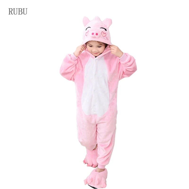 Pink pig Kuguurumi/Пижама с единорогом для девочек; одежда для сна для мальчиков; зимняя Пижама с изображением животных, панды, Единорога; детские пижамы; комбинезоны; детские пижамы - Цвет: Pink pig