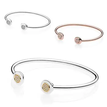 

YinDX 925 Sterling Silver Bracelet Classic Opening Micro Label Word Bracelet 3 Colors Suitable For Original Female Jewelry