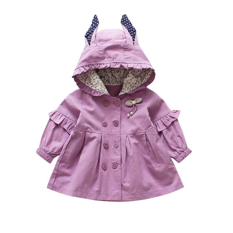 Z Children Girls Coats Cartoon Cotton Hooded jacket baby girls full sleeve long jacket solid color for 0-4 Y - Цвет: Z