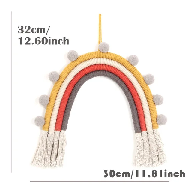 Тканевый орнамент для детской комнаты в скандинавском стиле, Радужный настенный подвесной Декор для дома, аксессуары ручной работы на стену HM0005 - Цвет: Yellow Beige