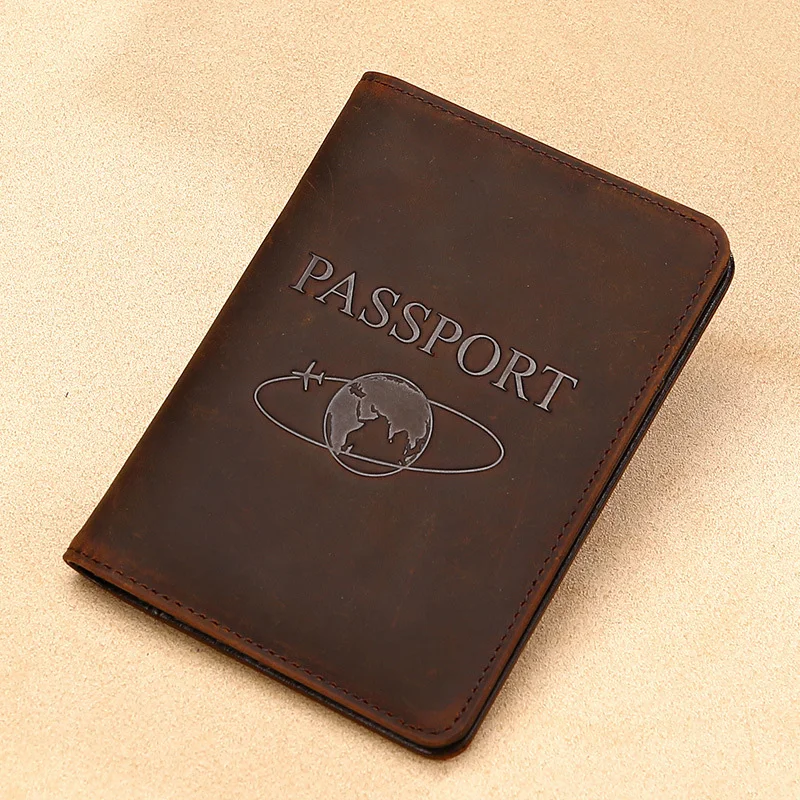 Vintage Crazy Horse Genuine Leather Men Passport Cover Travel Fit for Russia Pouch Pasport | Багаж и сумки
