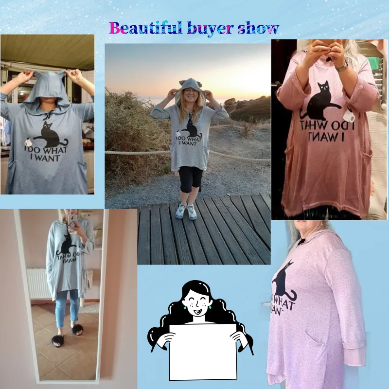 Женская толстовка большого размера d свободная кофта с капюшоном и карманами в