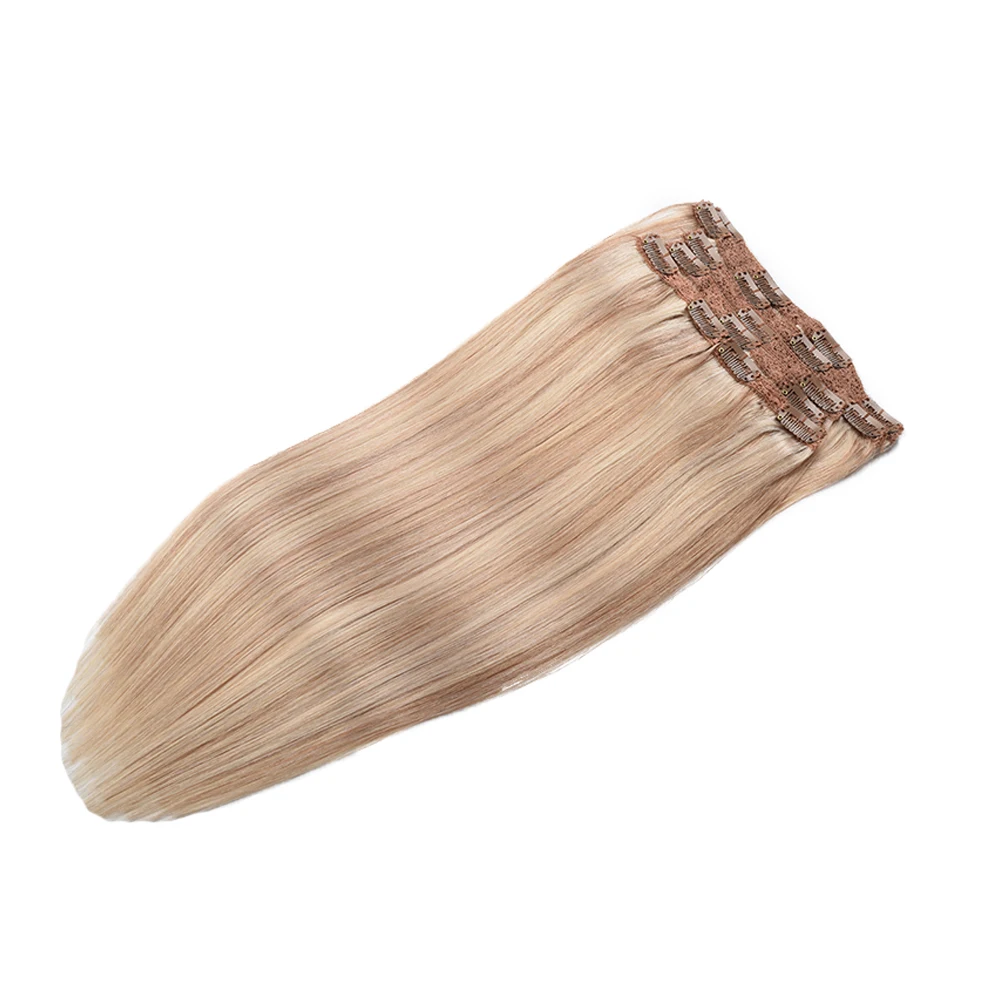 Toysww Clip In Human Hair Extensions Straight Full Head Set 6pcs Machine Made Remy Hair Indian 100% Human Hair Exten