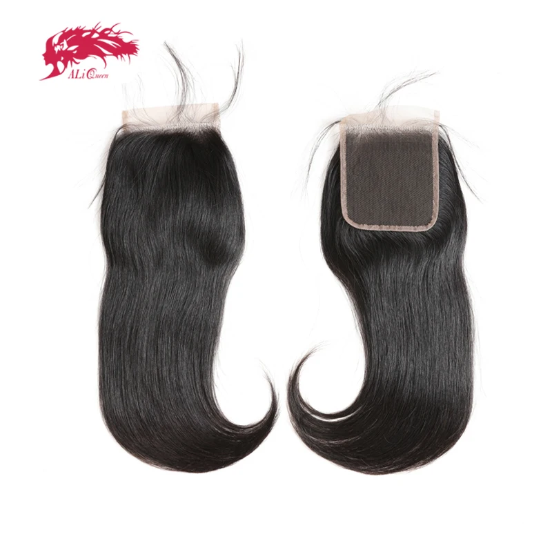 

Ali Queen Hair 10Pcs/Lot Brazilian Straight Human Hair Lace Closure 4x4 Free Part / Middle Part Natural Color Remy Hair Closure