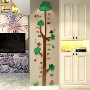 

2020 New Cartoon Tree Wall Sticker For Kids Room Bedroom Decor Height Measure 3D Wallpaper Decals Acrylic Wall Stickers 3 Colors