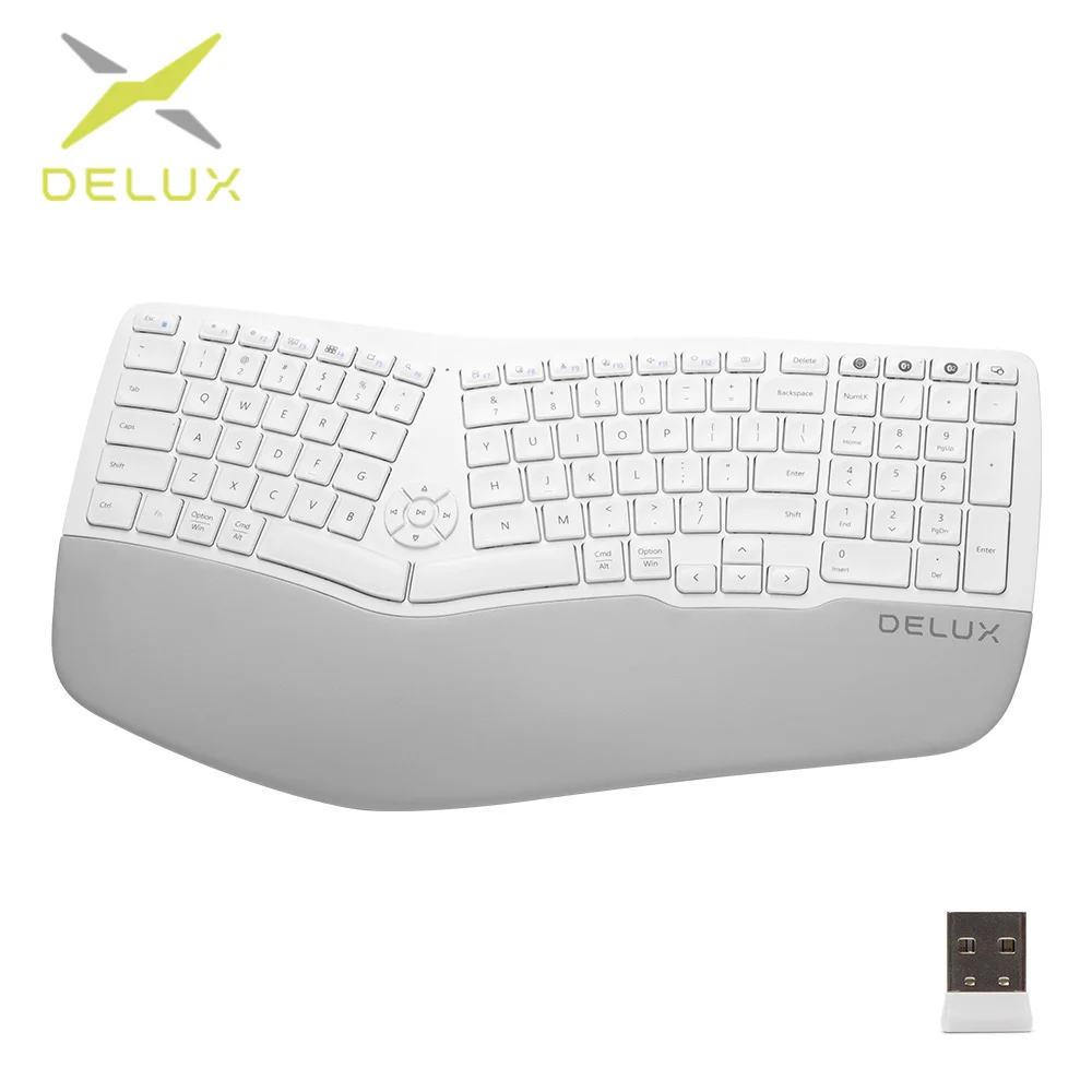 Delux GM902 Ergonomic Wireless Bluerooth Keyboard  Scissor Switches Rechargeable  Keypads For Laptop Computer best computer keyboard