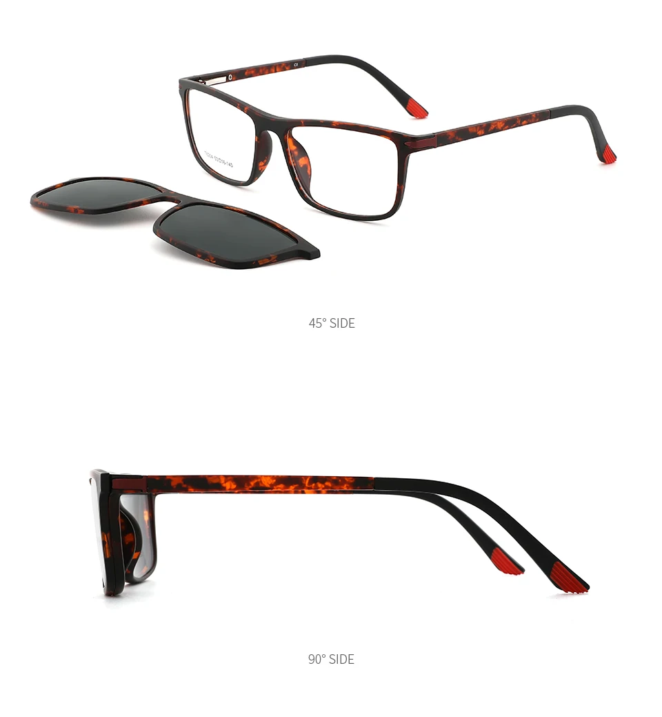 TR90 мужские поляризованные очки с магнитным зажимом, квадратные популярные дизайнерские солнцезащитные очки с защитой от излучения, многофункциональные очки# T6204