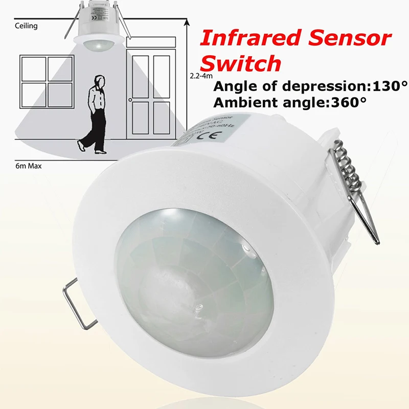 IR Infrared Human Body Induction PIR Sensor Switch AC  220V 50HZ Light Control Ceiling Motion Sensor Detector For LED Lamp