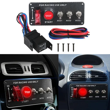 

Car accessories LED Toggle Switch for Racing Car Engine Start Push Button12V Led Ignition Switch Panel Carbon Fiber High Quality