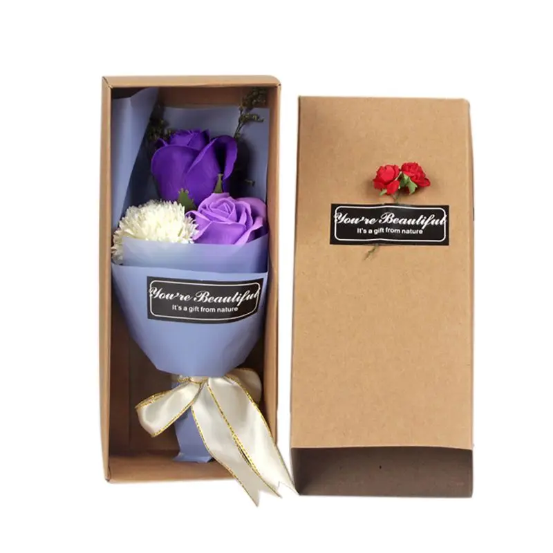 Искусственные ароматизированные розы Букет гвоздик Подарочная коробка для ванны мыло для тела цветок подарок Свадебная вечеринка 3 шт - Цвет: Z