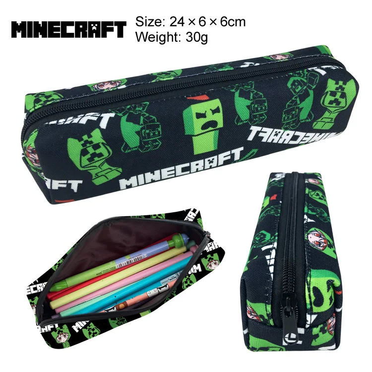 Minecraft-caja de lápices de papelería para niños, juego periférico de animación, píxel, regalo de dibujos animados, suministros escolares, juguete