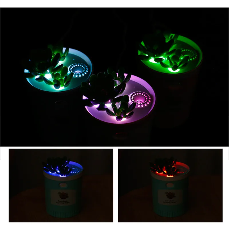 350ml USB Plant Air Humidifier Aromatherapy For Home Essential Oil Diffuser With Night Lights Air Mist Maker Mini Humidifiers