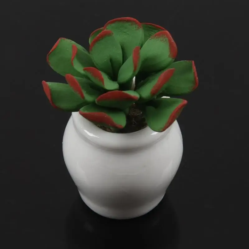 1/12 Dollhouse Miniature Small green leafy plant woven basket lily flower arrangement