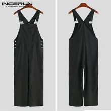 INCERUN модный мужской однотонный комбинезон универсальный инструмент прямая соломинка брюки мужской комбинезон комбинезоны мужские свободные уличные