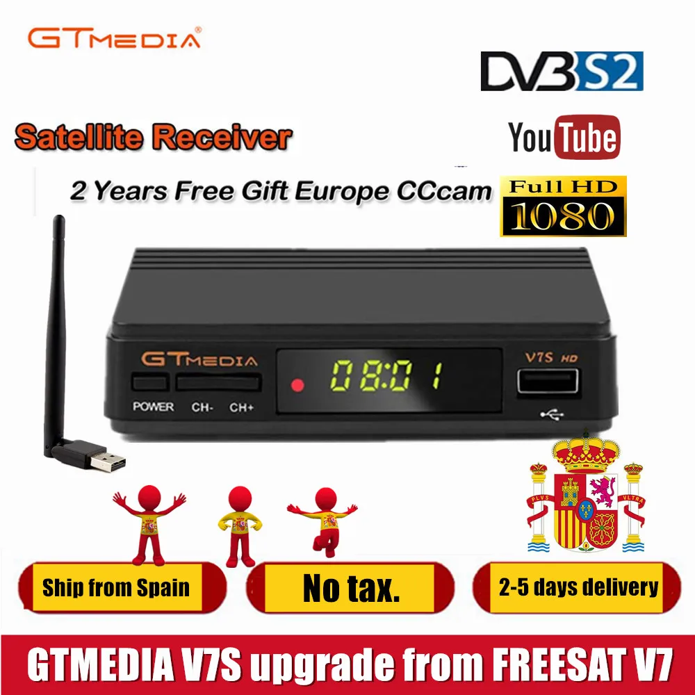 

Gtmedia V7S HD Digital Receptor DVB-S2 Satellite Receiver 1080P Freesat v7 YouTube Biss VU Wifi Clines Decoder PVR USB Capture