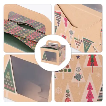 

10Pcs Christmas Handy Candy Cake Wrapping Boxes Kraft Paper Cupcake Packing Box