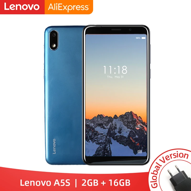Global Version Lenovo A5S A5 S 2GB RAM 16GB ROM MTK6761 Quad core 5.45 inch Smartphone Android P Face ID 4G Cellphone