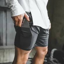 Gym Running Shorts Men Jogger Shorts Double-Deck Mens Fitness Bodybuilding Breathable Shorts Gym Fitness Quick Drying Sportwears