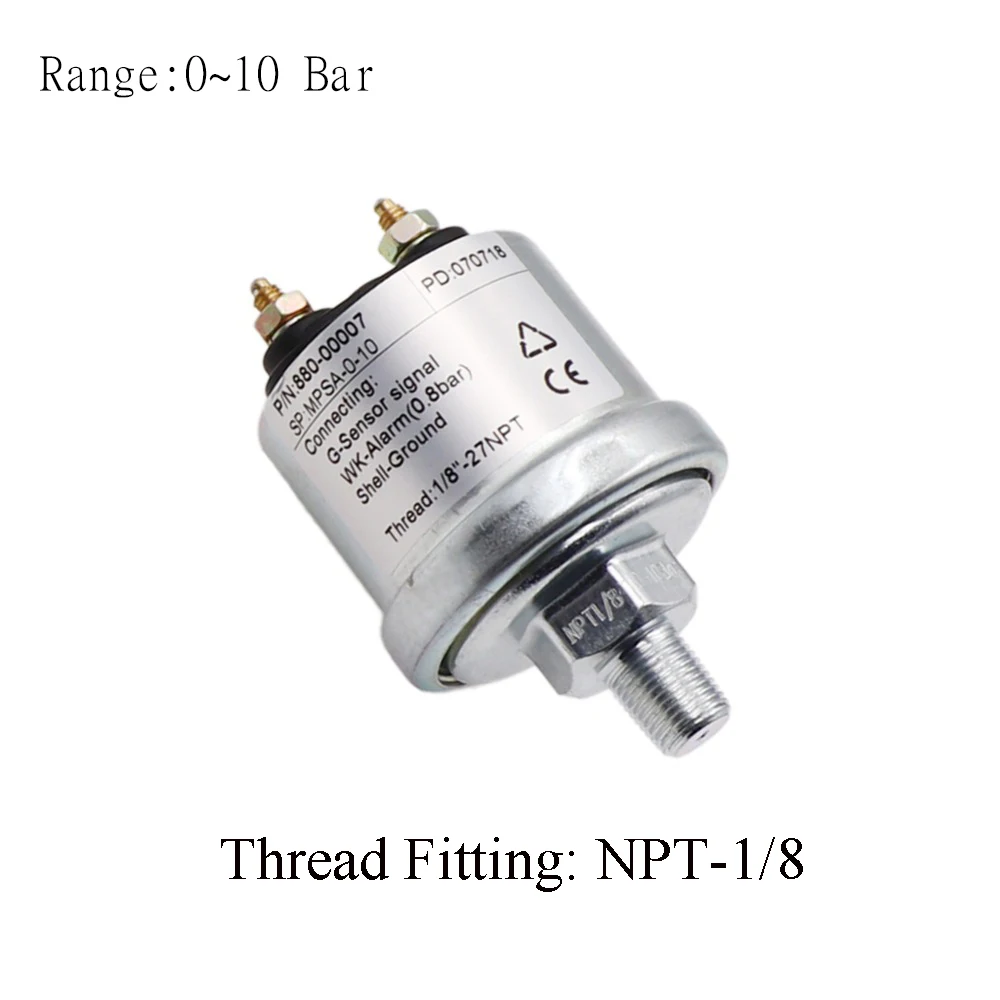 10 Bar NPT-1-8 Датчик давления масла в двигателе с измерительным диапазоном 0~ 5 бар/0~ 10 бар подходит для автомобиля лодки датчик давления масла Отправитель M10& NPT-1/8 - Цвет: 10 Bar NPT-1-8