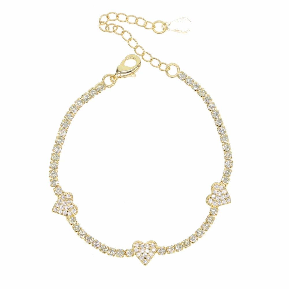 

Christmas tennis chain jewelry white purple pink cz Tennis chain rainbow colorful elegance women Gold filled heart bracelet