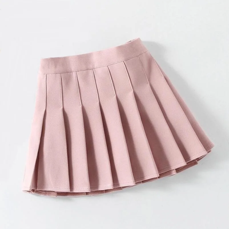 Children Skirts School Uniform Pleated Solid